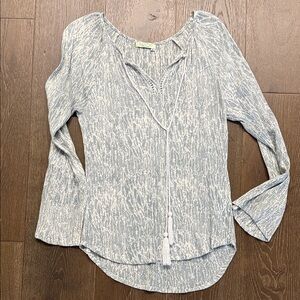 Santiki Light Blue & White Long Sleeve Blouse